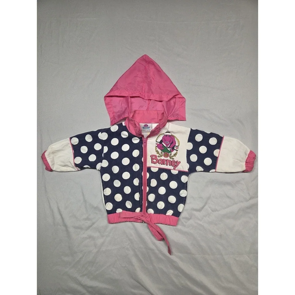 Vintage 1993 Barney the Dinosaur Track Windbreaker Jacket Size 12 Months